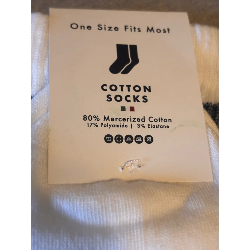 DripDrop Womens Crew Socks OS White Navy Blue Striped Mercerized Cotton Athletic